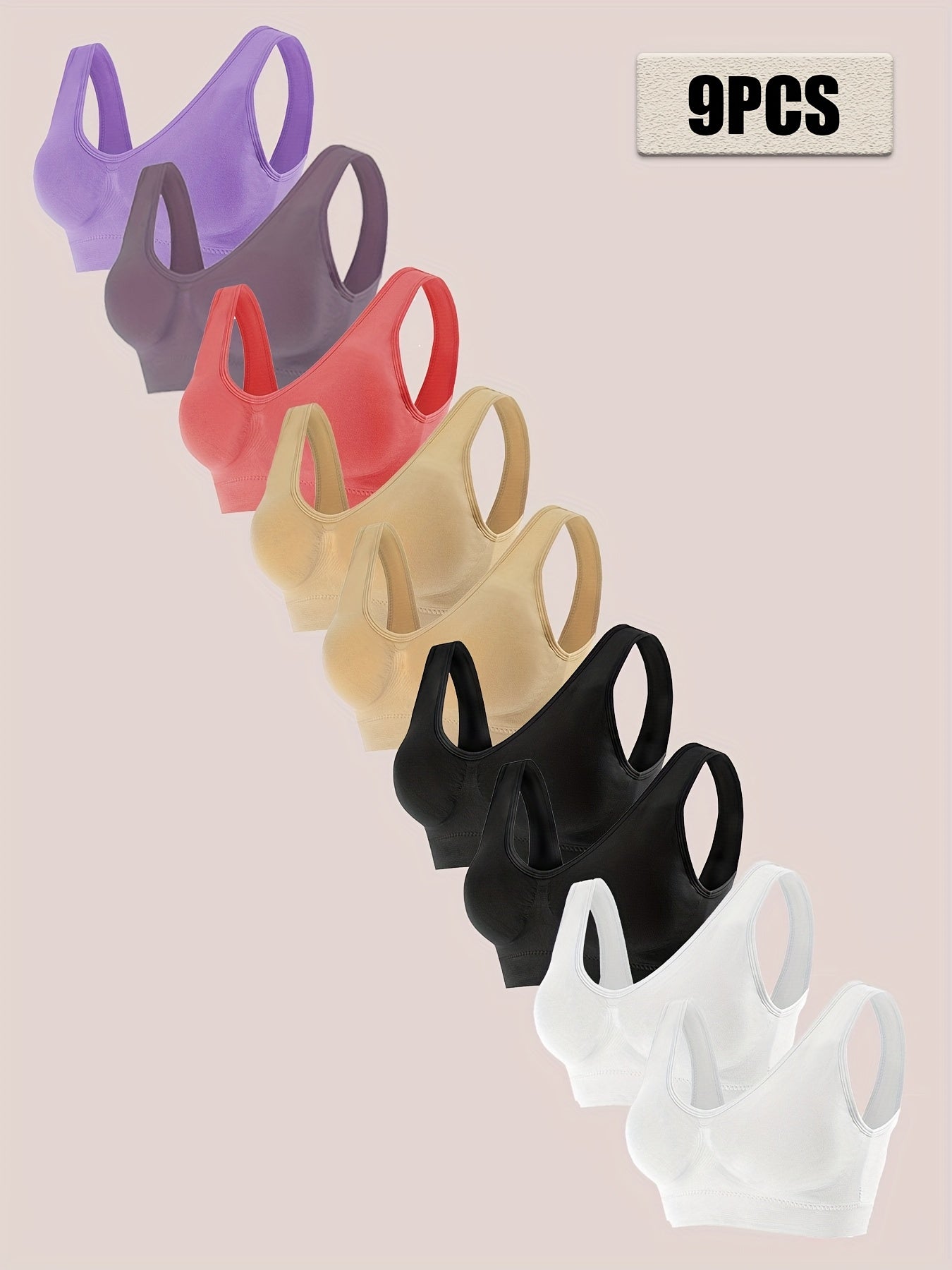 Women's Plus Size Breathable Multi-Color Wireless Sports Bra Set