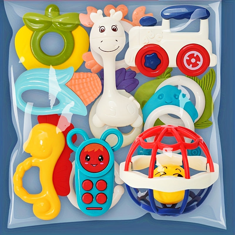 Infant Baby Toys for Soothing Teething Rings Rattles Handgrip Toys Mixed Color 3M+