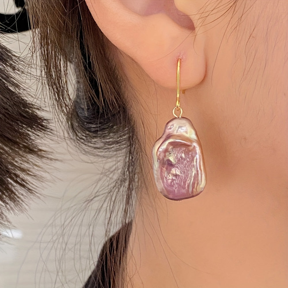 Vintage Dangle Earrings, notekis Barokko tabiiy shirin suv marvaridlari bilan - Ayollar uchun kundalik partiyalar va to'ylar uchun mukammal.