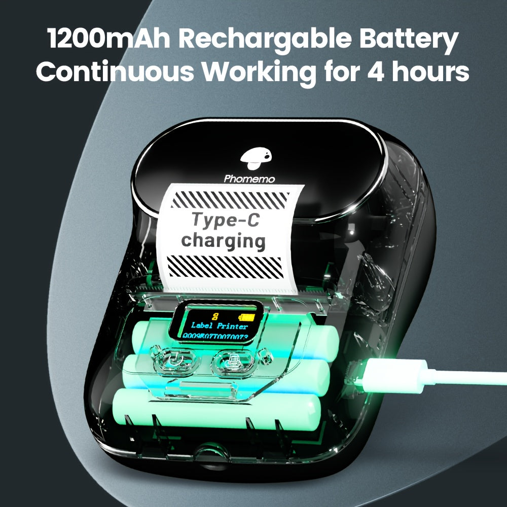 Portable Thermal Label Printer Wireless for Goods Addresses Small Business DIY Stickers Home Use