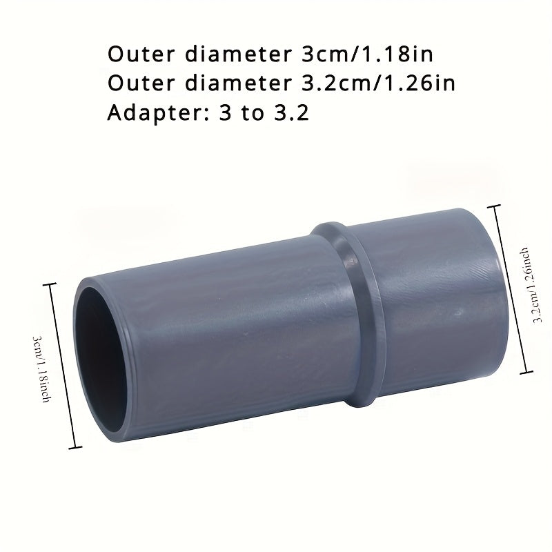 1 dona vakuum tozalagich adapteri ulanishi, tashqi diametri 30mm va 32mm nozzle. Vakuum tozalagich quvuri cho'tkasi bilan ishlatilishi mumkin.