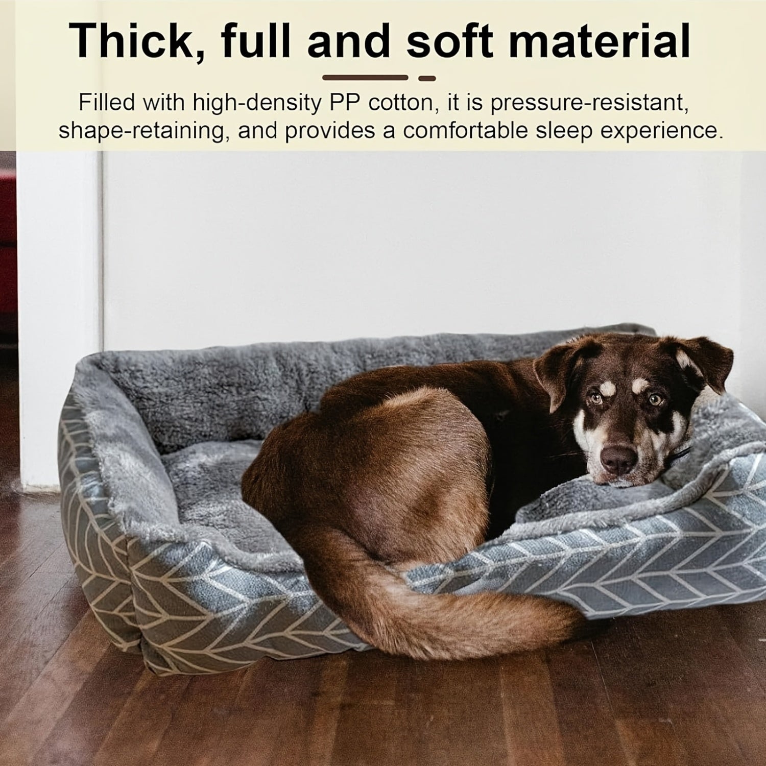 Pet Bed Small Dogs Cats Argyle Polyester Non-Slip Waterproof Grey