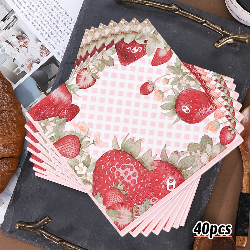 40 Pack Tri-Fold Disposable Christmas Napkins Santa Print Holiday Party Dining