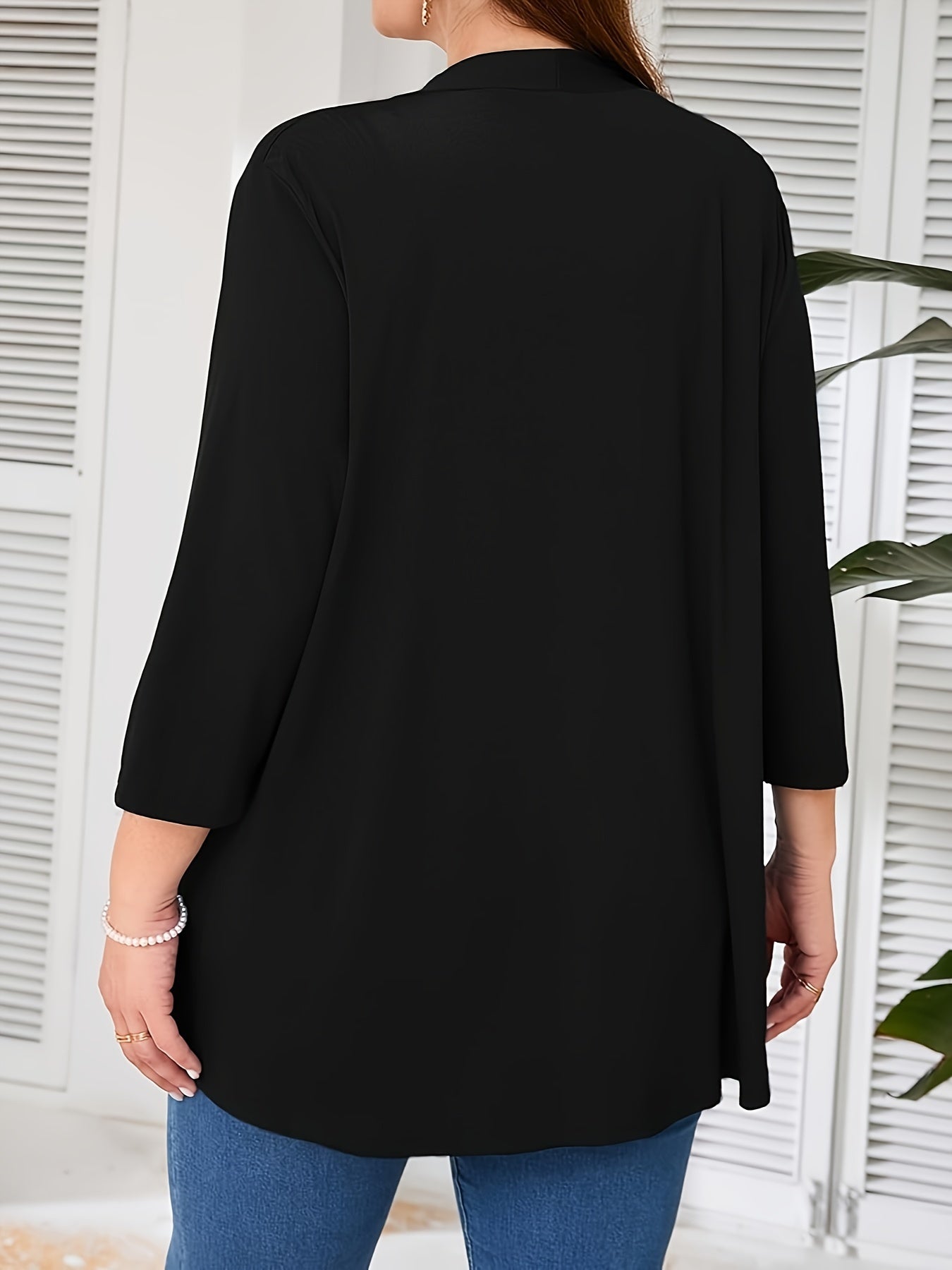 Women's Open-Front Cardigan 7/8 Sleeve Polyester Spandex Autumn Winter