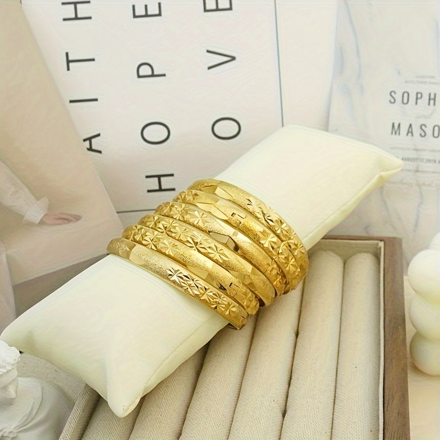 Women’s Boho Gold Plated Copper Bracelet Set 8mm Adjustable Bangles for Daily and Party Wear