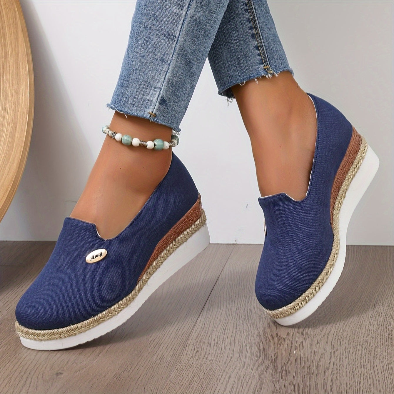Women's Casual Espadrille Platform Pumps with Round Toe and High Heel