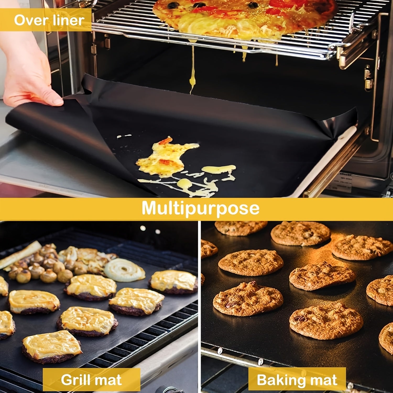 Silicone cooking mat non-stick reusable heat-resistant for baking grilling microwave