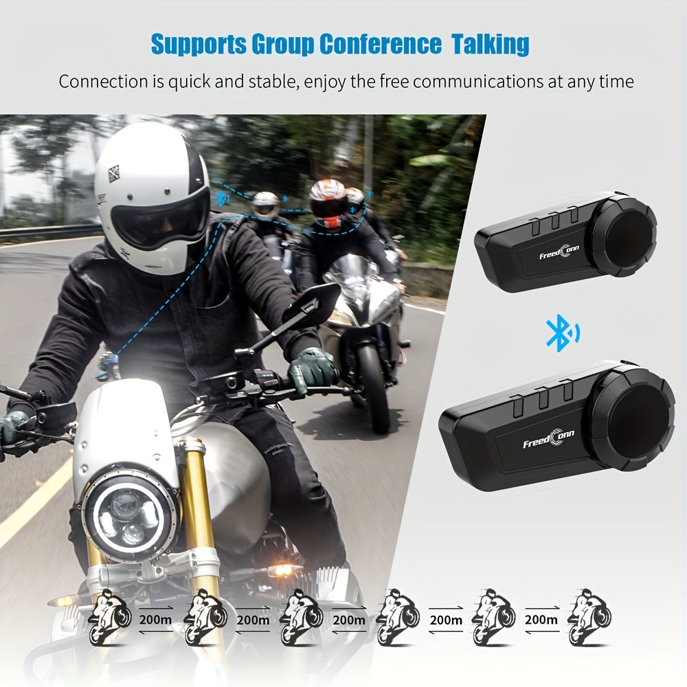 Motorcycle Intercom Headset for 6 Riders Noise Control Voice Command Walkie Talkie Compatible