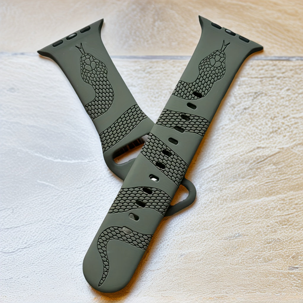 Silicone Apple Watch Band Snake Design Waterproof Durable Fits All Sizes for Summer Sports and Parties