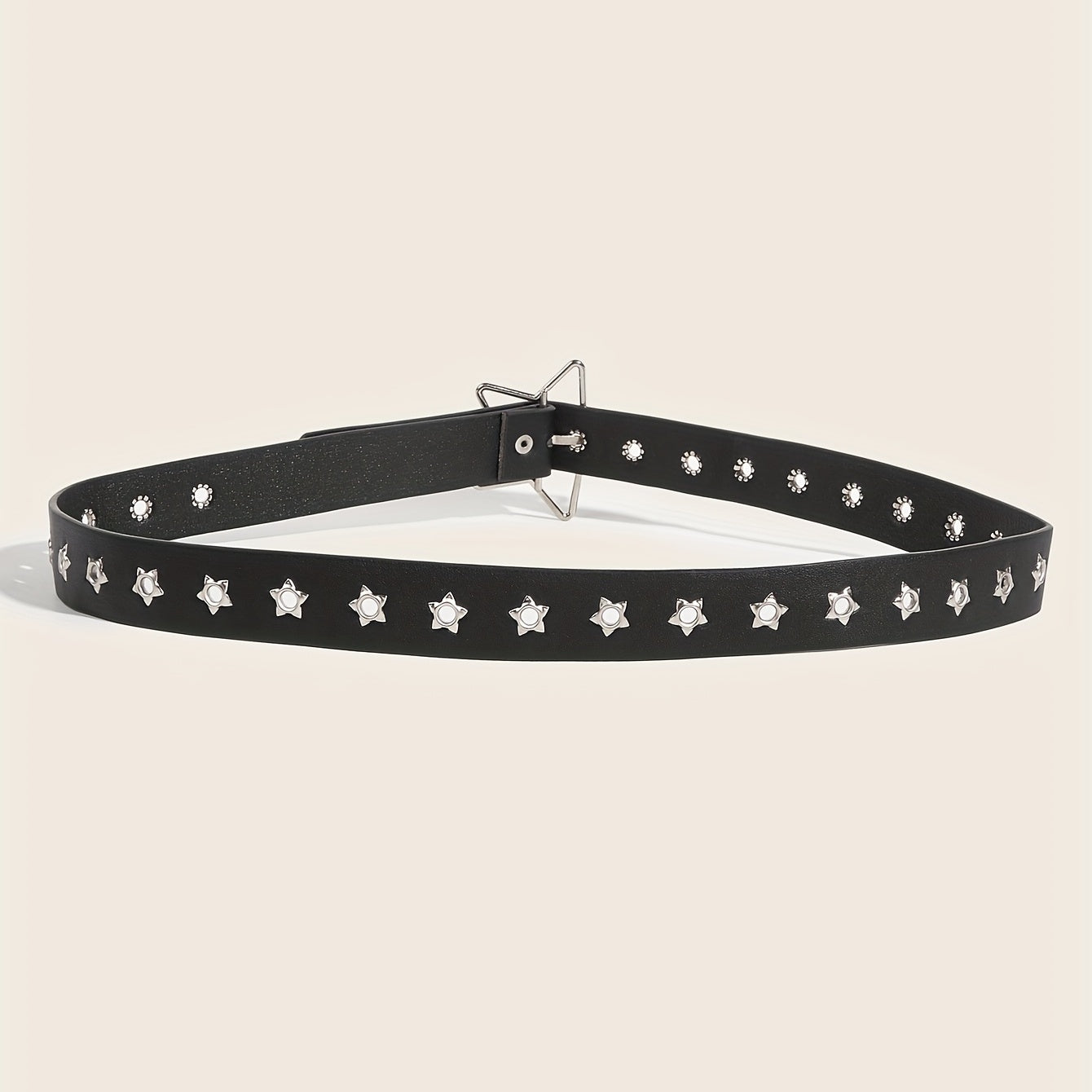 Women's Black PU Belt with Rivet Studs for Y2K Jeans