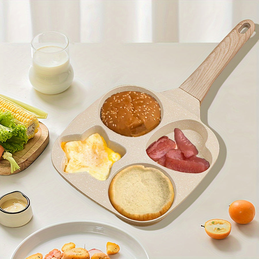 Multipurpose Non-Stick Aluminum Cookware Pan with 4 Compartments for Breakfast