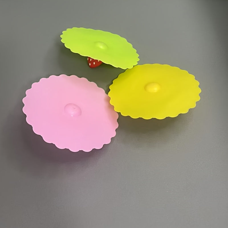 Set of 3 Silicone Cup Covers Leakproof Dustproof BPA-Free for Ceramic, Glass, and Bowl Lids