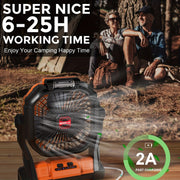 Portable Personal Fan with LED Light and Hook, USB Rechargeable, 4 Speeds