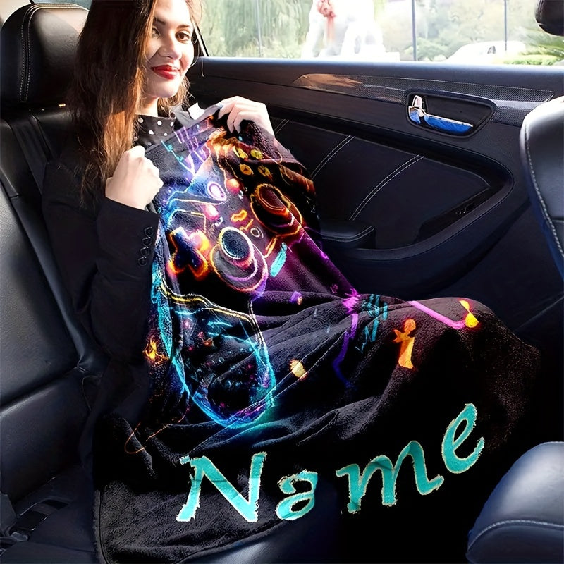 Personalized Custom Gaming Controller Print Blanket Cozy Warm Couch Bed Travel Camping Living Room Office Machine Washable
