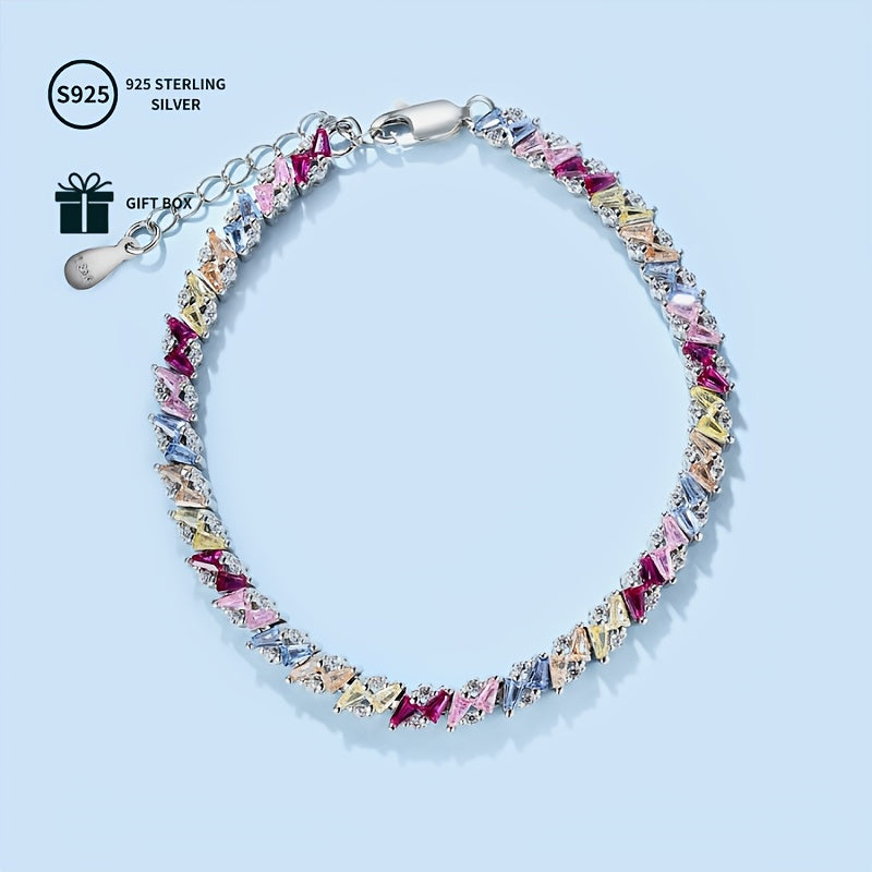 Sterling Silver Tennis Bracelet with Cubic Zirconia Stones for Women