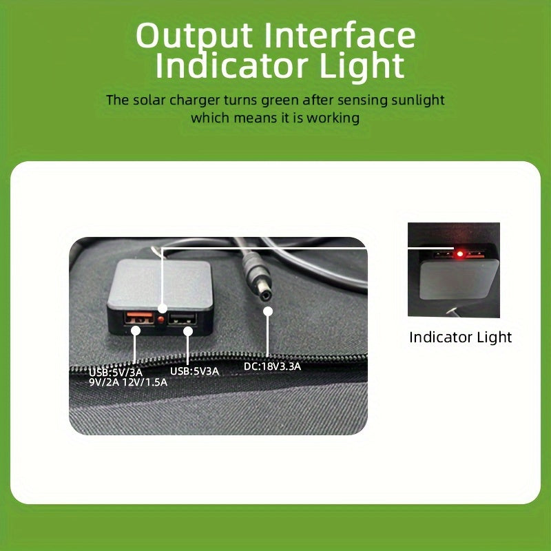 Портативное солнечное зарядное устройство мощностью 60 Вт, складное, с двумя USB-портами для быстрой зарядки телефонов и планшетов
