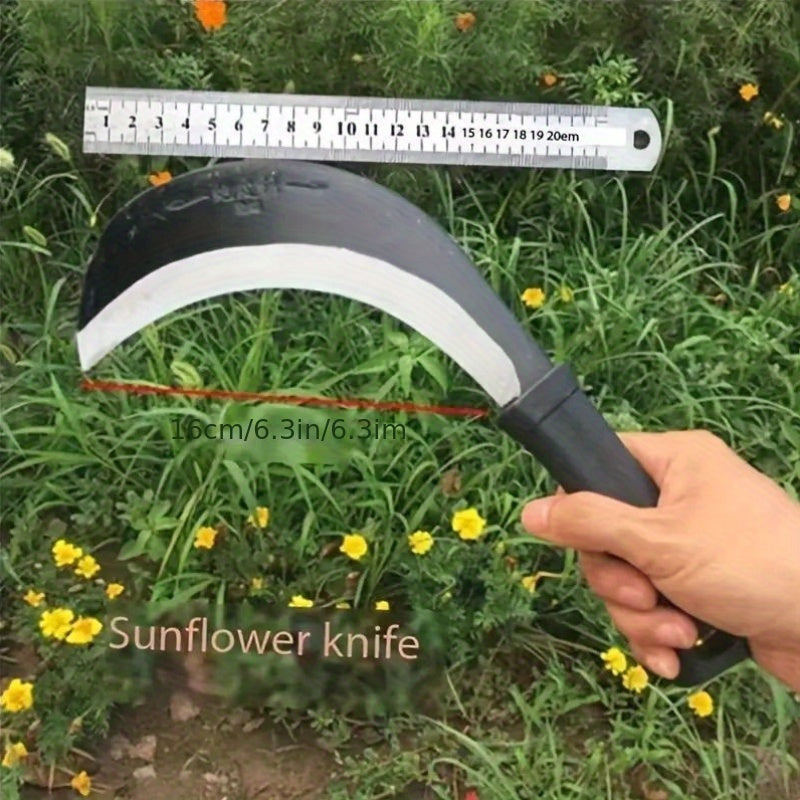 Heavy Duty Alloy Steel Curved Garden Knife with Rubber Handle for Weeding and Harvesting