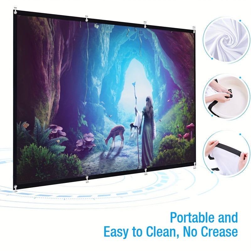 Two-Sided 4K Projection Screen Polyester Fabric Space-Saving Large for Home Theater