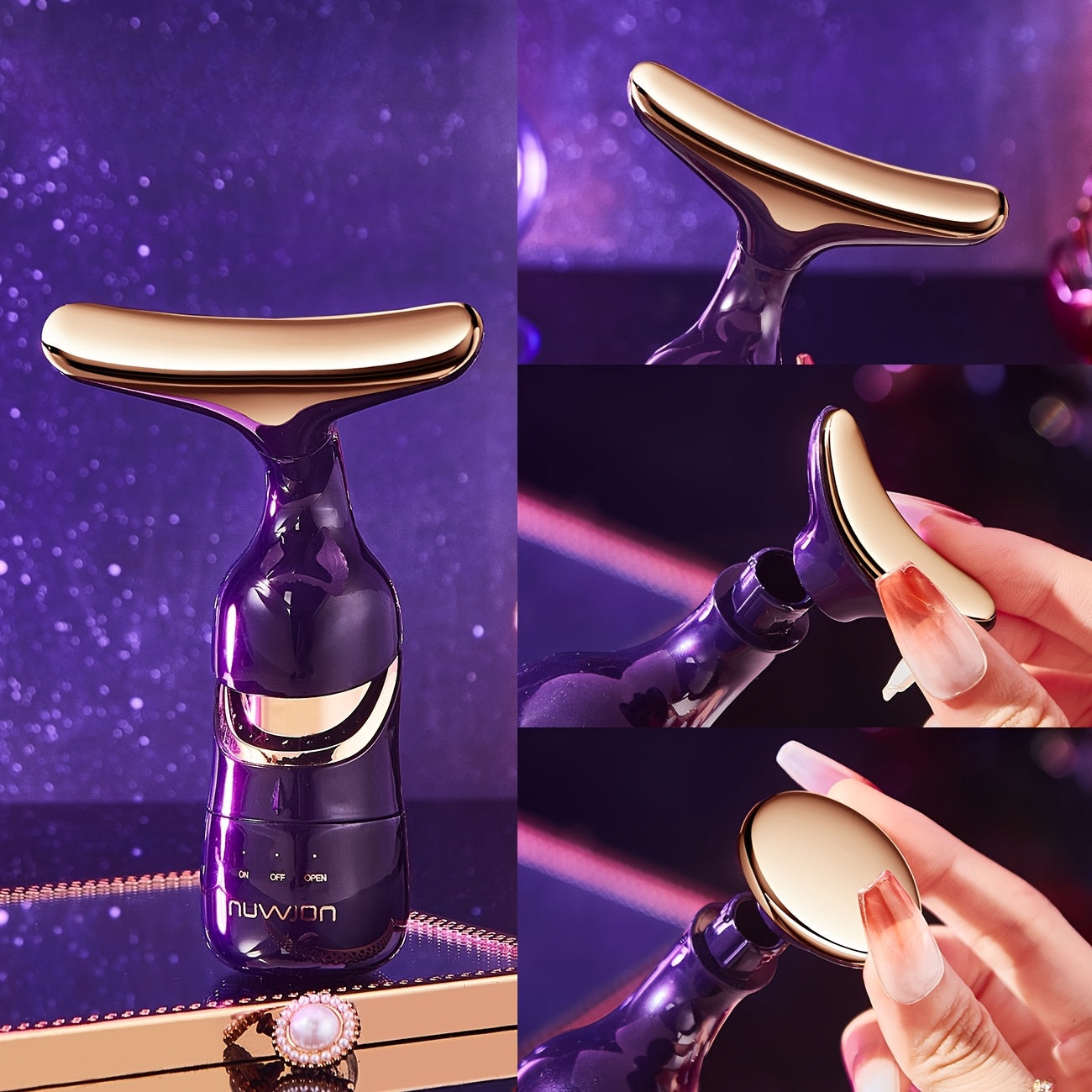 3-in-1 Facial Massager High-Frequency Vibration Battery Operated for Full Face Neck Eye