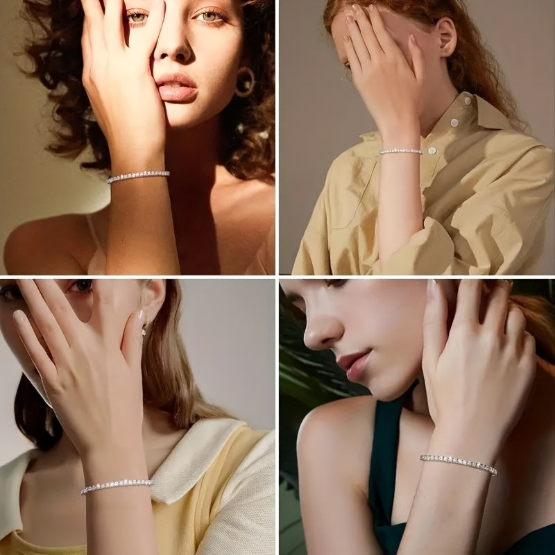 Abadiy Morganite tennis bilaguzukining zamonaviy nafisligi 18k oltin bilan qoplangan, 925 sterling kumush va VVS1 dumaloq kesilgan laboratoriya o'stirilgan olmoslar bilan bezatilgan, bu esa uni har qanday maxsus tadbir uchun mukammal sovg'a qiladi.