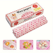 50 Pack Wax Paper Sheets Heart Pattern Greaseproof Waterproof Food Wrap