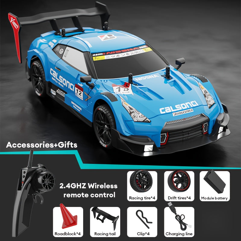 Coche de deriva RC de alta velocidad a escala 1:14, 2.4GHz, 4WD, alimentado por batería con litio recargable para niños de 14+.