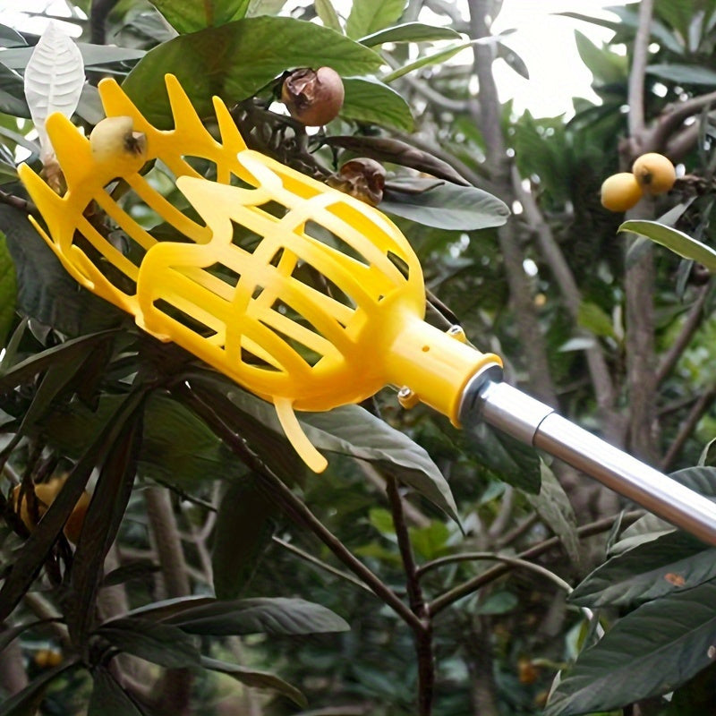Unisex Fruit Picker Tool Yellow Polypropylene Reusable Lightweight Gardening Equipment