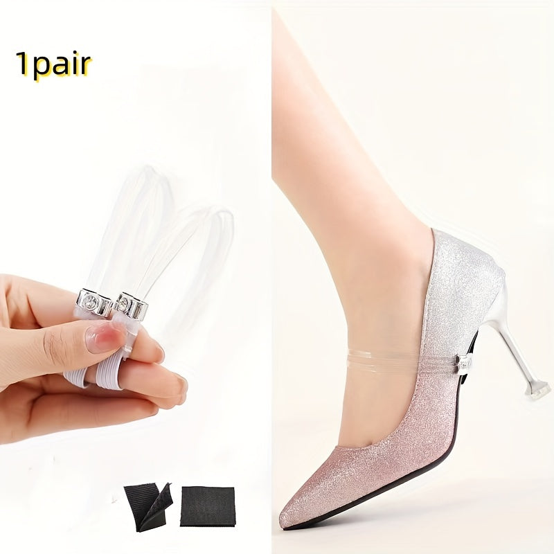 Women's Faux Leather High Heel Shoes with Rhinestones, Anti-Slip Straps