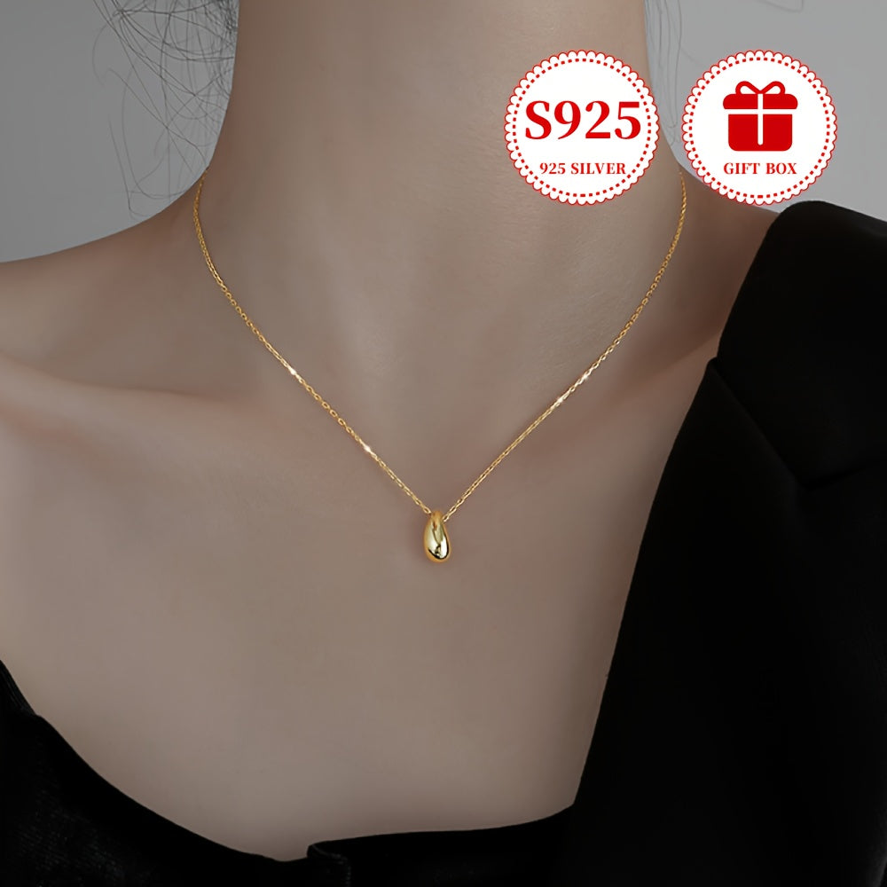 Sterling Silver Teardrop Necklace for Women 18K Gold Plated Minimalist Jewelry