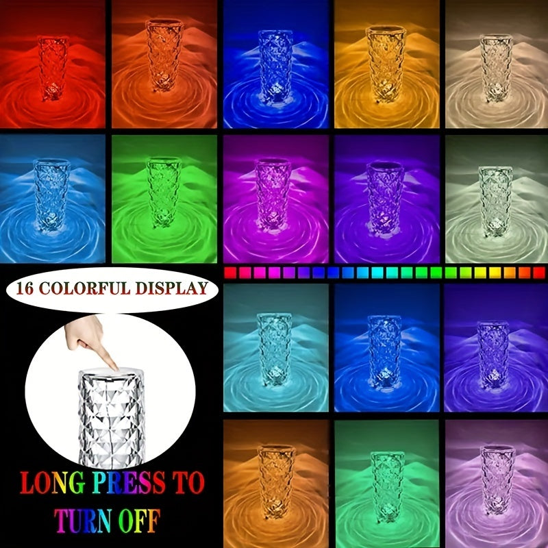 Toxum sensorli kristal stol lampasi, ranglarini o'zgartiradi, yotoqxona, yashash xonasi yoki partiyalar uchun mukammal. Ajoyib uyga ko'chish sovg'asi.