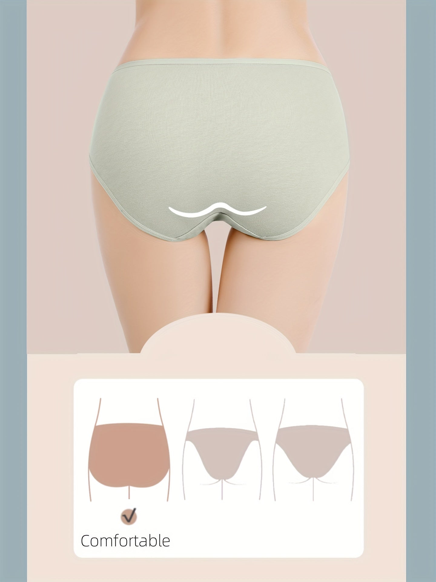 Women's Cotton Briefs 5-Pack with Elastic Waistband Solid Colors Comfortable Underwear