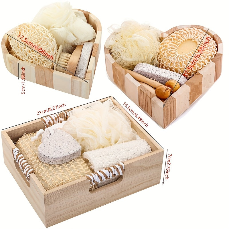 Unscented Exfoliating Spa Kit with Heart and Square Sponges for Relaxation