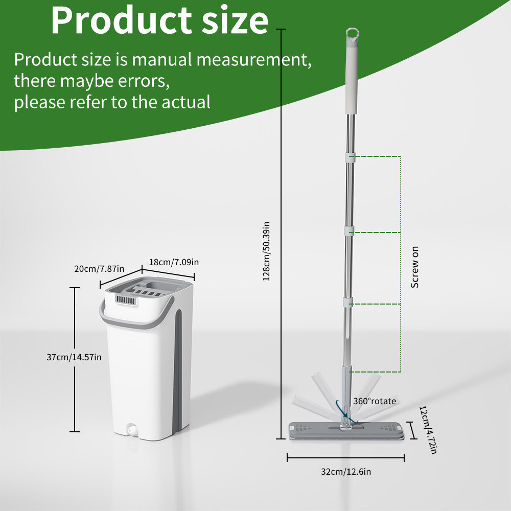 Conjunto de mopa y cubo planos con almohadilla de microfibra para limpieza en seco y húmedo