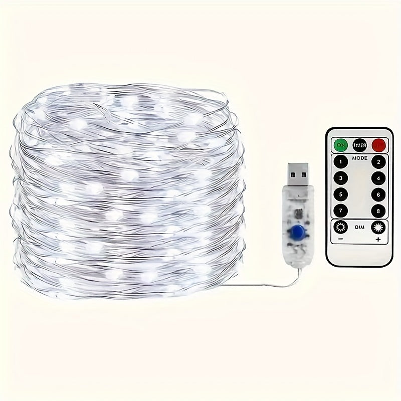 20m 200 LED USB-Powered Decorative String Lights with Remote Control for Indoor Outdoor Use