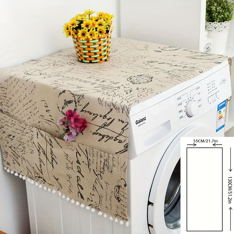 Gray Polyester Geometric Appliance Cover for Refrigerator and Washing Machine Dustproof
