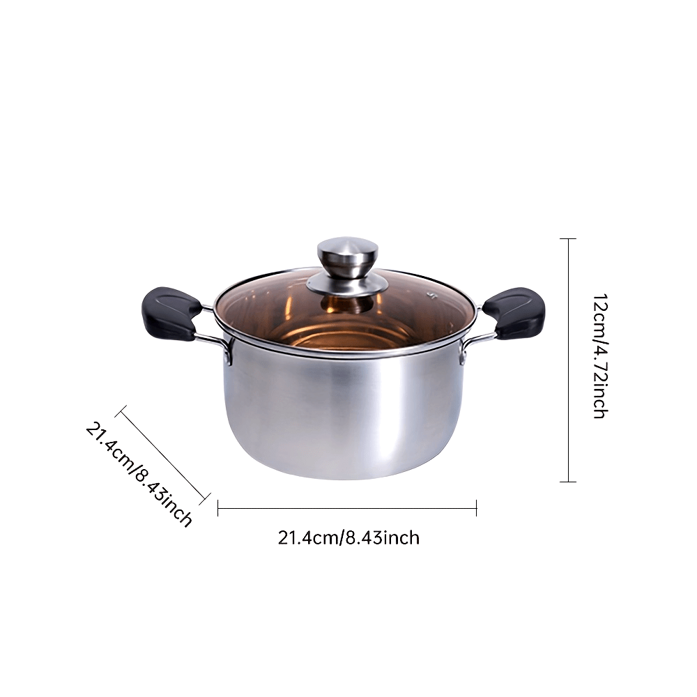 Stainless Steel Soup Pot with Lid Dual Handles Induction Safe Dishwasher Safe