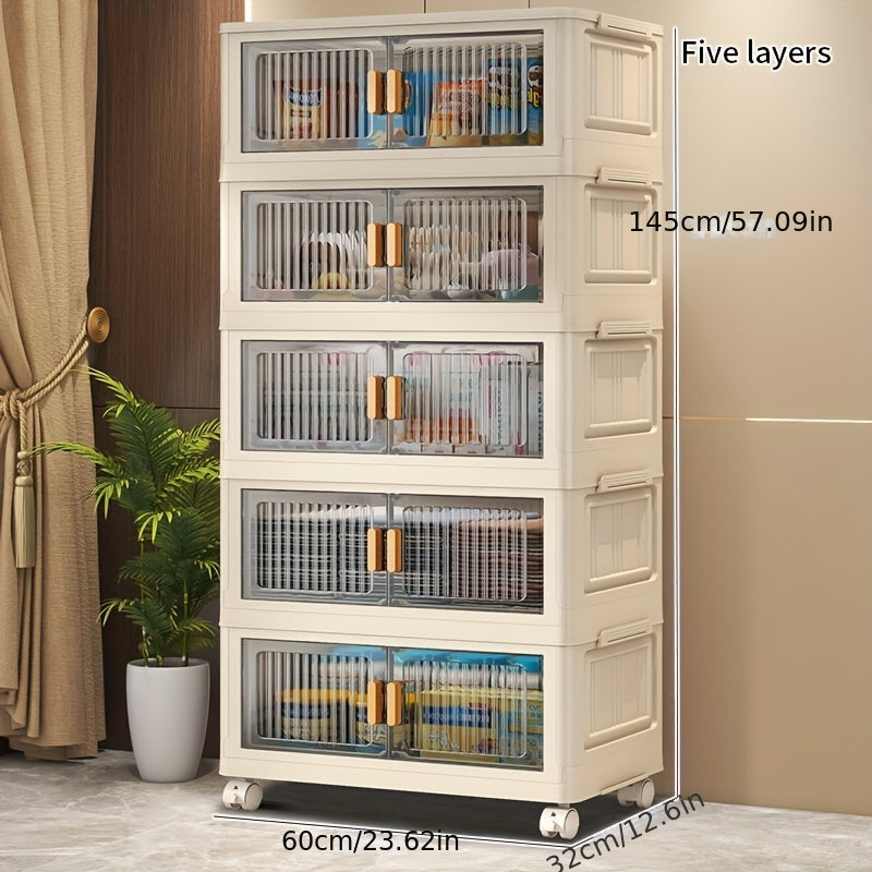 Foldable Plastic Storage Cabinet Multi-Layer Space-Saving Organizer for Home Desk Drawer