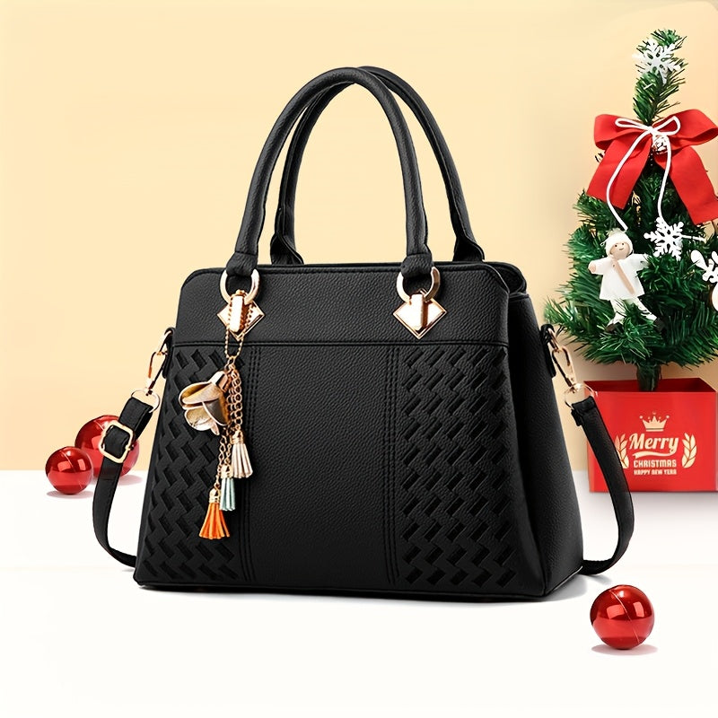 Women's Crocodile-Patterned Tote Bag with Zipper Closure and Large Capacity