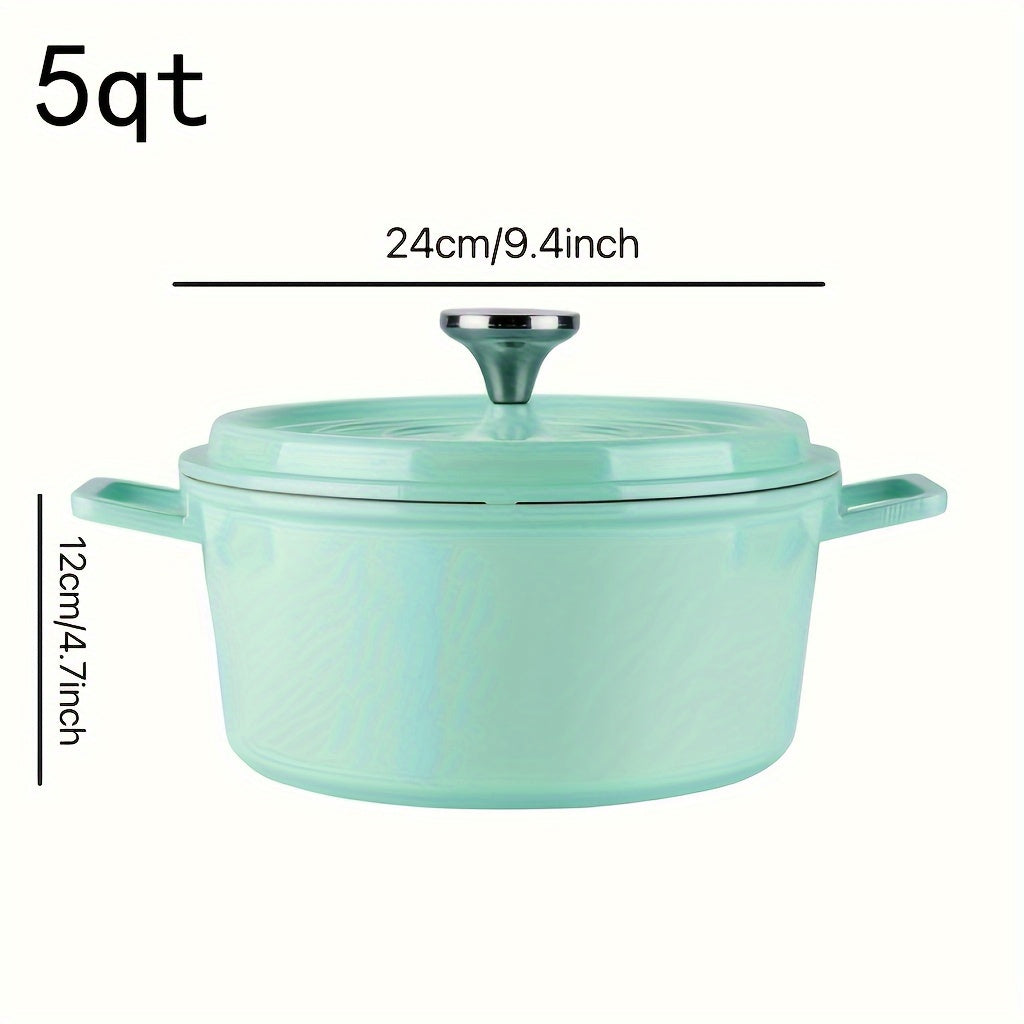 Enamel Dutch Oven 5 Qt Non-Stick Aluminum Casserole Stew Pot Kitchen Cookware