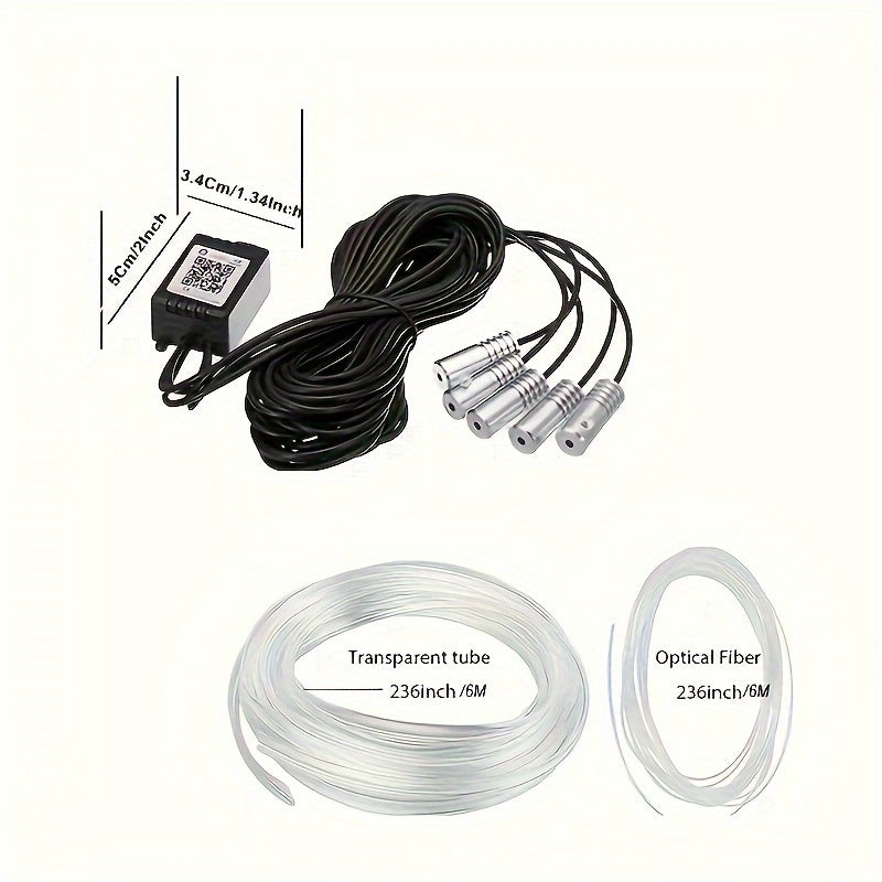 16m RGB Car Interior LED Strip Lights Wireless App Control Music Sync Fiber Optic Kit