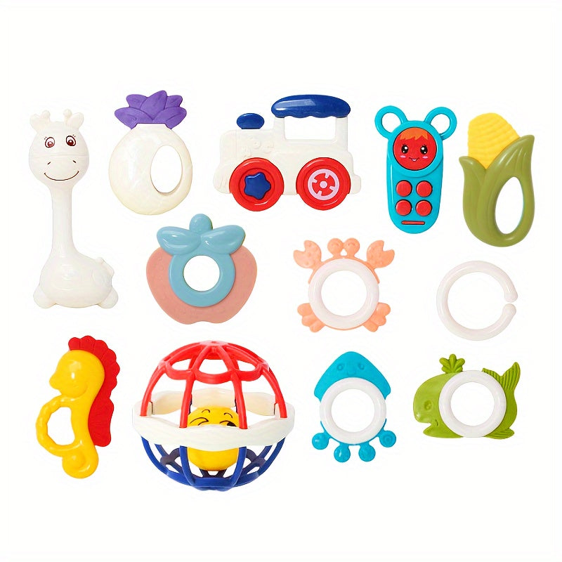 Infant Baby Toys for Soothing Teething Rings Rattles Handgrip Toys Mixed Color 3M+