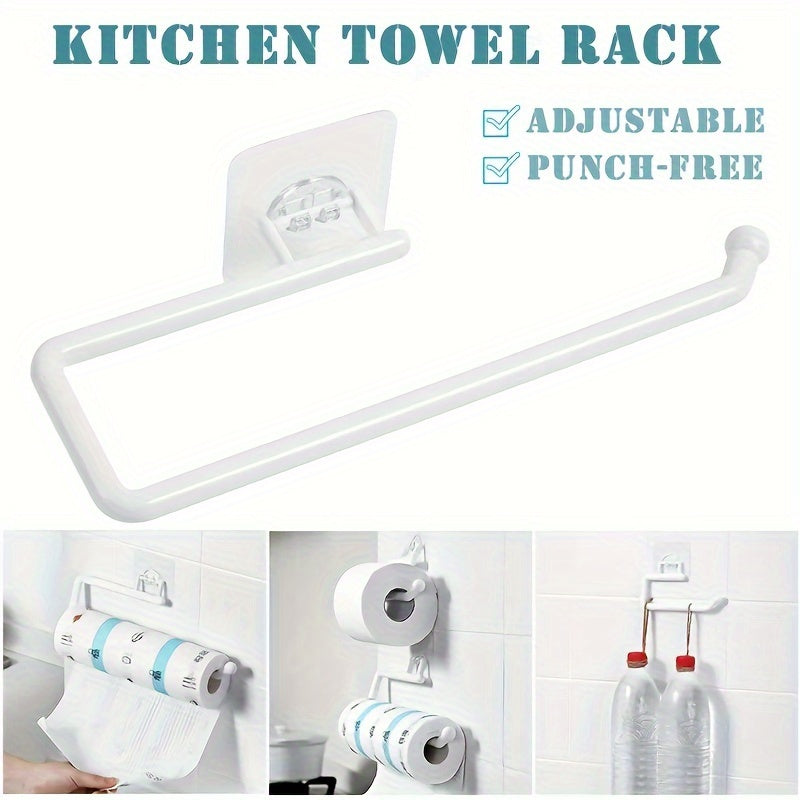 Bathroom Wall Mounted Paper Towel Holder with Punch-Free Installation Plastic Storage Rack