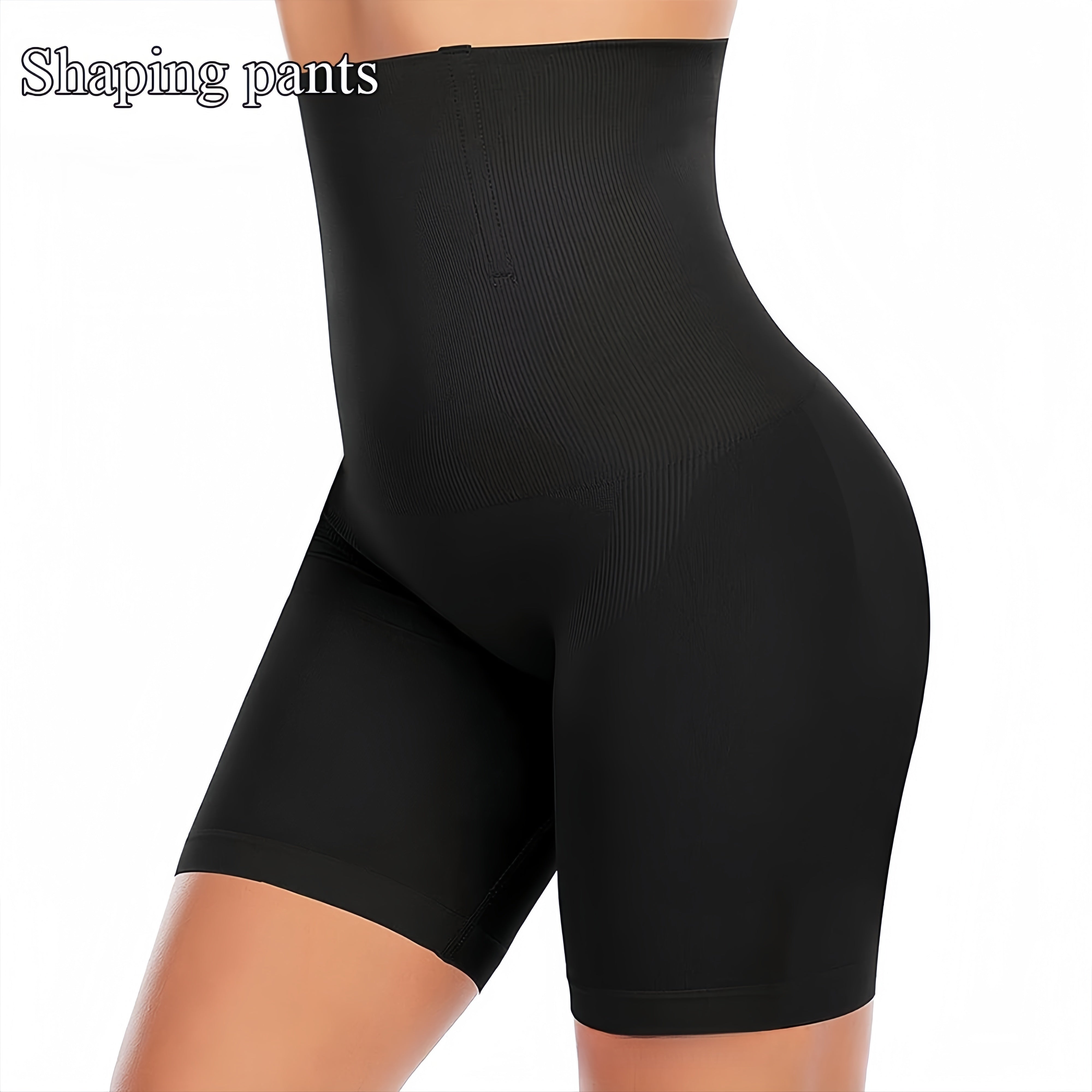 Women's High-Waist Seamless Shapewear Shorts Tummy Control Butt Lifting Postpartum Black Beige