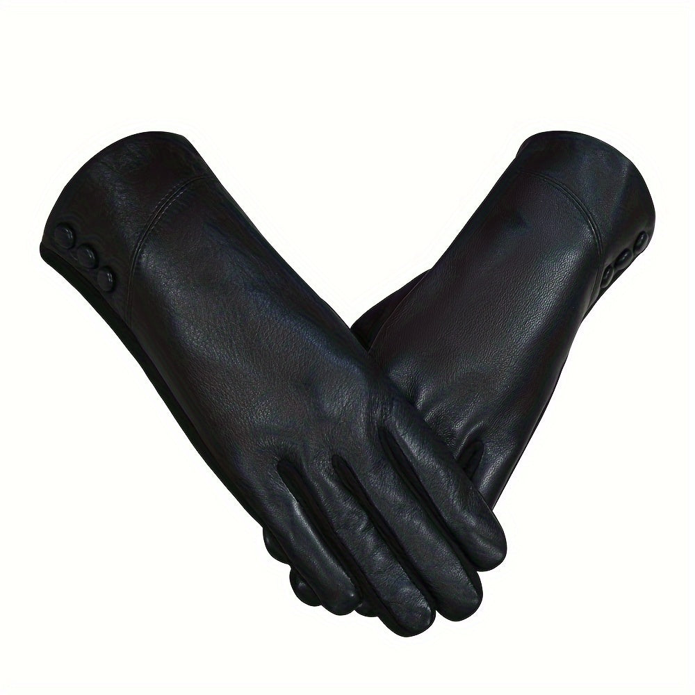 Men's Fleece-Lined Leather Gloves Touchscreen Split Fingers for Cold Weather