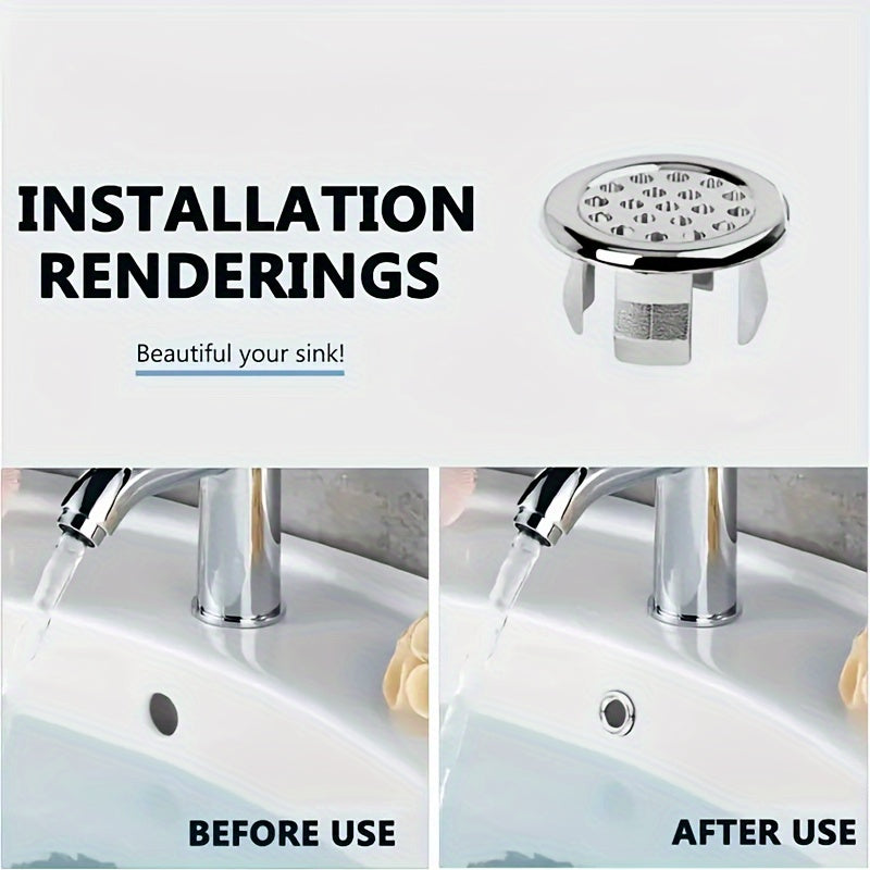 4-Pack Chrome Plastic Sink Overflow Cover Rings for Kitchen Bathroom
