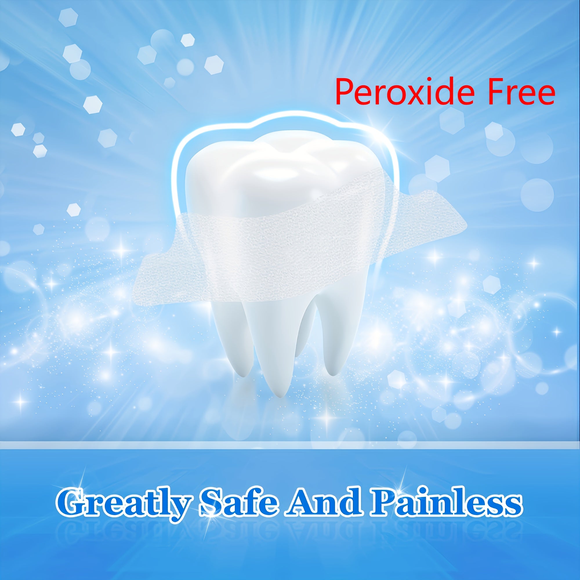 56 штук полосок для отбеливания зубов. Безопасно, эффективно и без чувствительности для быстрого и эффективного осветления.