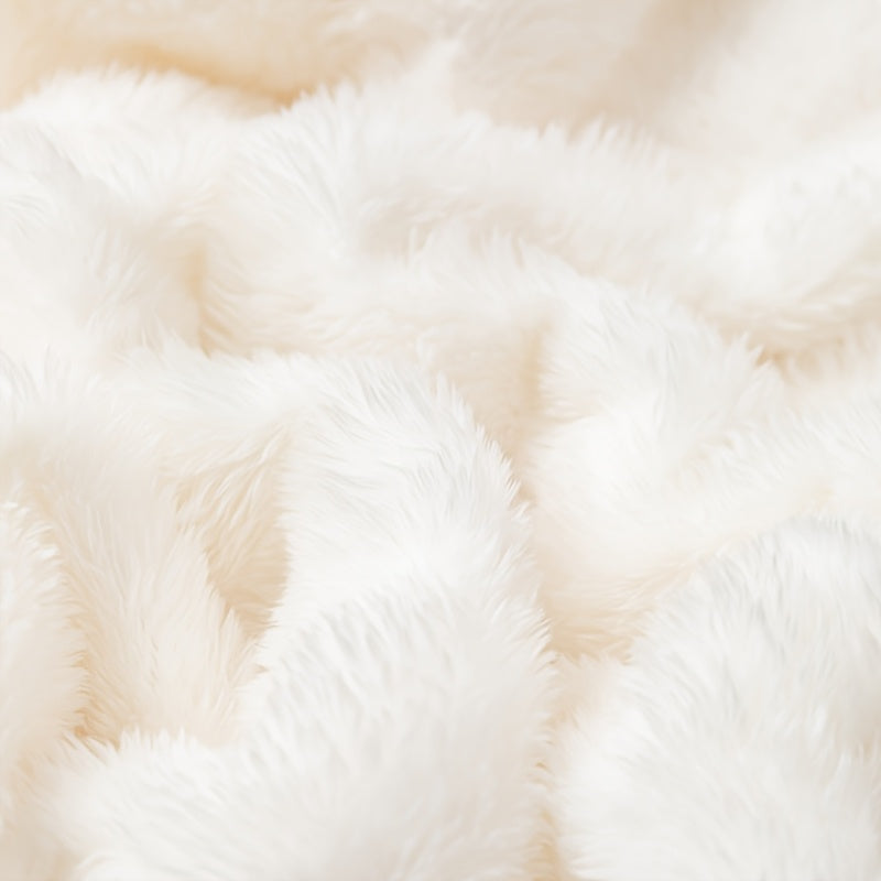 White Bubble Fleece Blanket 100% Polyester All-Season Cozy Throw for Living Room Bedroom Camping