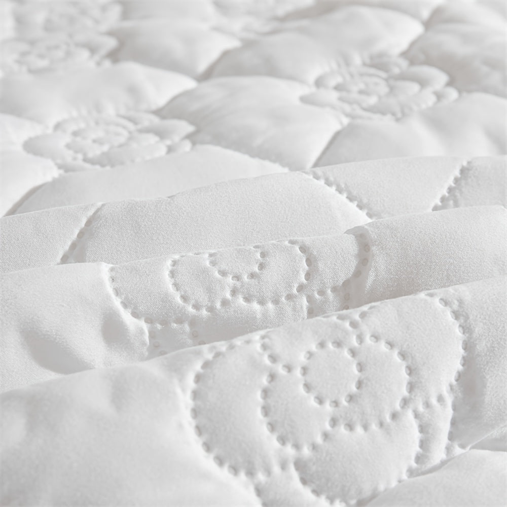 Protector de colchón impermeable con sábana ajustada, color verde azulado con estampado floral, acolchado, tecnología Soundwave, transpirable, poliéster