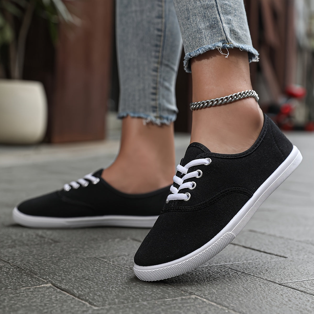 Women's Casual Sports Shoes, Anti-slip Lace-up Soft Sole Flat Bottom