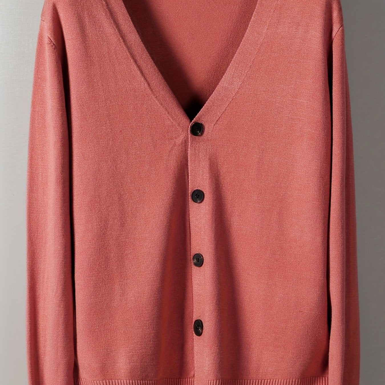 Men's Plus Size V-Neck Cardigan Viscose Blend Long Sleeve Rib Knit Semiformal Spring Fall